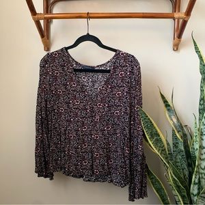 American Eagle Floral Peasant Blouse